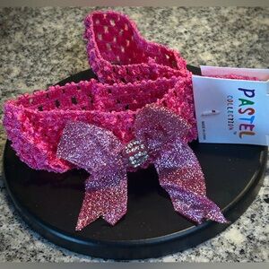 Pastels Pink Glitter Bow Headband